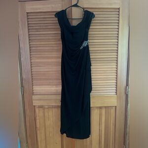 Black Alex evening off the shoulder shimmer dress